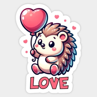 Hedgehog with Balloon - Love Sticker